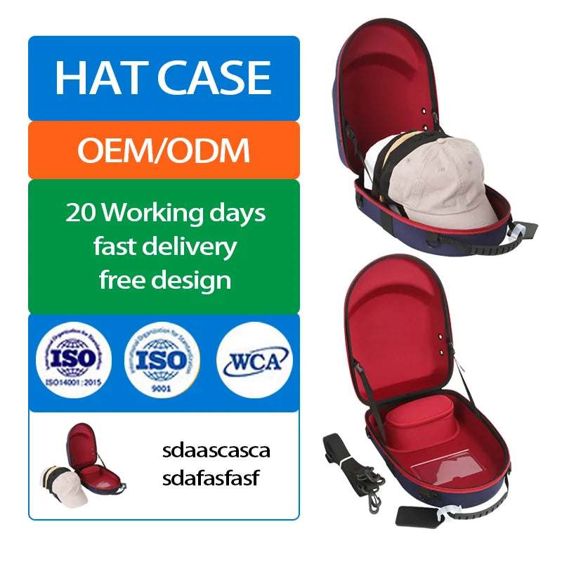 Storage 6pcs Baseball Cap Carrier Bag Hat Collection Full Zip Closure Hard EVA Case With Shoulder Straps