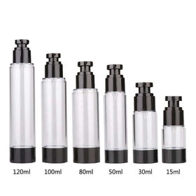 Wholesale Customized Plastic Empty Clear 15ml 50ml 80ml 100ml 120ml 30ml Airless Bottle With Pump for Lotion Cosmetics Packaging