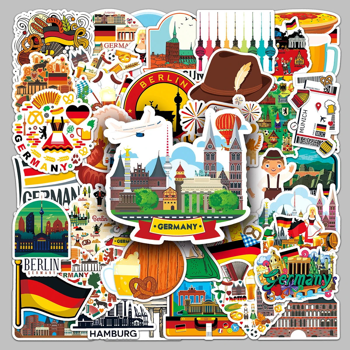 50PCS Factory Selling Waterproof Custom Germany Stickers for Locomotives & Helmets