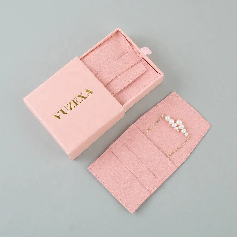 Custom Logo  Cajas Para Joyeria Jewellery Pouch Drawer Cardboard Gift Boxes Packaging Paper Jewelry Necklace Earrings Slide Box