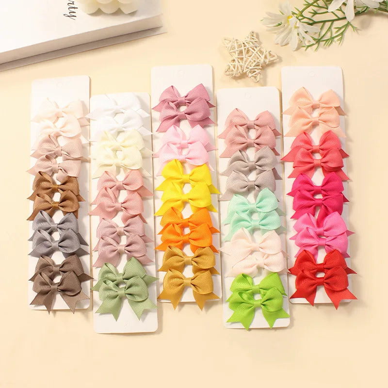 MIO Red Bow Fashion Hair Clip Colorful 10 Pcs Per Set Kids Ribbon Bowtie Hairpins Festival Party Decoration Vintage Toddler Clip