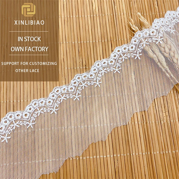100% Polyester Lace Headwear Accessories Computer Embroidered Water-Soluble Mesh Cloth Shoes Bags Garment Bar Code