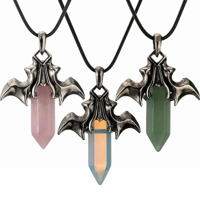 Fashion Gold Plated Gemstone Pendant Necklace Women Natural Stone Crystal Agate Pendant Necklace