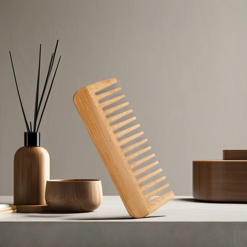 Ningbo Manufacturer's Eco-friendly Wooden Bamboo Wide Tooth Comb Custom Personalized Wholesale Laser Tail Comb Hair Care Box
