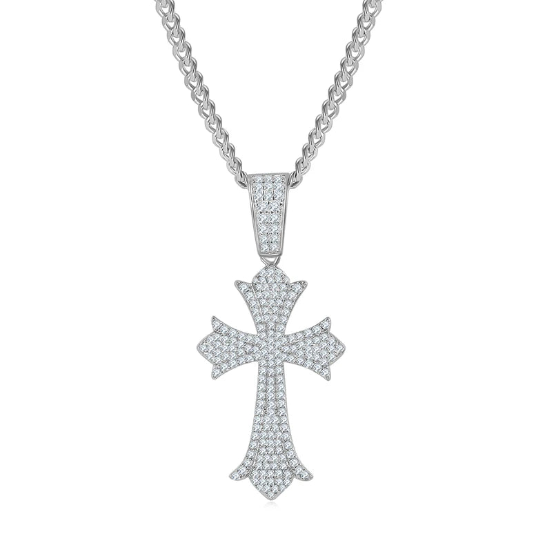 Personalized Hip Hop 925 Sterling Silver Microscope Bling  Moissanite Vvs Cross Block Pendant Necklace for Women Men