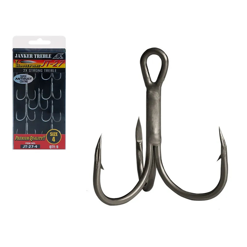 JK JT27 High Carbon Steel Fishing Hook Teflon Coating with Barbs Freshwater & Saltwater Bass Lure Hook for River Fishing