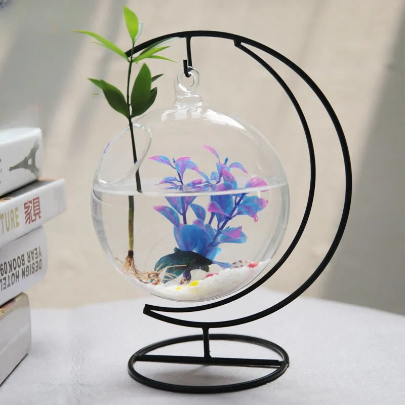 Hanging Glass Aquarium Fish Bowl Flower Plant Vase Spherical Glass Betta Fish Tank Aquariums