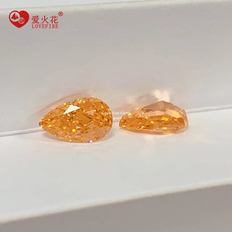 5A+ Grade Loose Gemstone Pear Ice Crushed Orange Change Color Synthetic Cubic Zirconia Radiant Cut Cz Zircon Stones