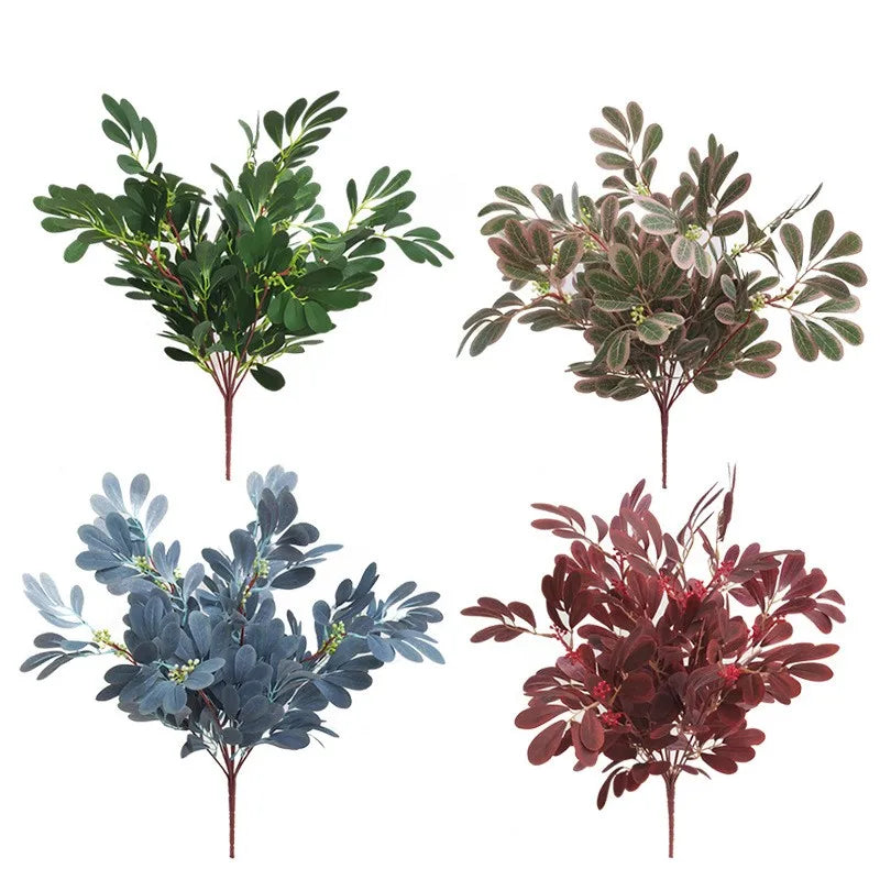 Hot Sale Natural Touch Artifical Green Leaf Locust Tree Leaves Bouquet for Christmas Daily