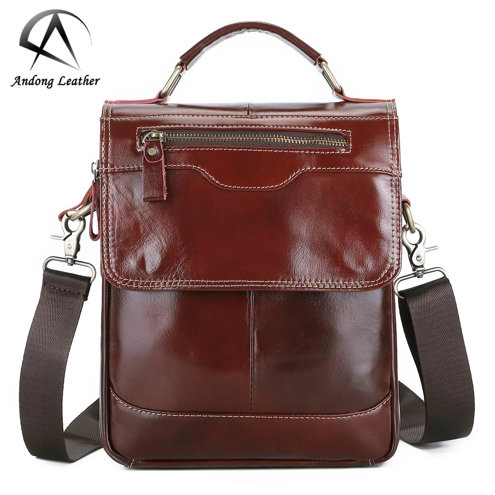 Andong Leather New Shoulder Bag for Men Genuine Cow Leather Business Casual Crossbody Large Capacity Handbag Briefcase