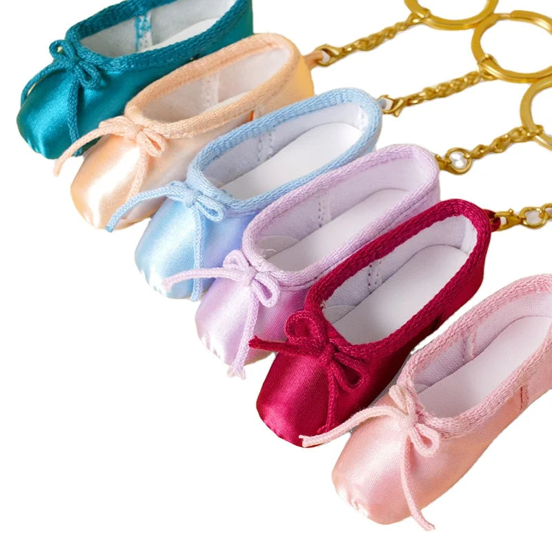 Handmade Mini Satin Pointe Shoes Keyring Ballet Shoes Keychain Ballet Charm Chain Bag Pendant Ballet Gift Accessories