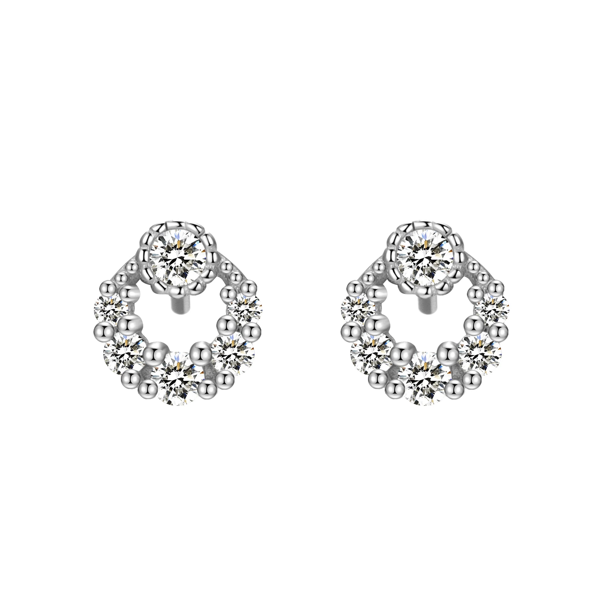New Design 925 Sterling Silver Cubic Zirconia Geometric Round Hollow Stud Earrings Set for Women Girl Fine Jewelry Wholesale