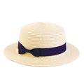 Women Straw Boater Hat Fedora Panama Style Flat Top Ribbon Summer Natural Wheat Straw Hat