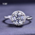 Solid Silver 925 Original Brilliant Cut 3 ct 9mm Sparkling Diamond Test Past D Color Moissanite  Ring for Wedding Fine Jewelry