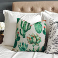 Custom GRS Certified Recycled Cotton Cushion Cover Leaf Flower Printed Decorative Pillow Case with Tassels for Home Hotel Use
