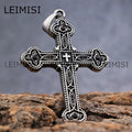 Vintage Christian Cross Jewelry Purple Crystal Triquetra Cross Pendant Irish Holy Triangle Cross Necklace for Men and Women