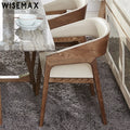 WISEMAX FURNITURE Commercial Nordic Solid Wood Armrest Leather Dining Chair for Restaurant Hotel Furniture