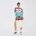 Custom Heart-transfer Printing logo Women Crew Neck Sweatshirt High Quality Oversized Color Block Crewneck Sweatshirts for Women