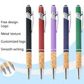 Aluminum Rod Spray Glue Press Metal Pen Can Print logo Handwritten Capacitive Touch Screen Pen New Wood Grain Ballpoint Pen