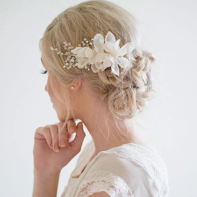 Bridal Handmade Crystal Hair Clips Flower Headdress Wedding Hairpin Bridal Hair Accessories