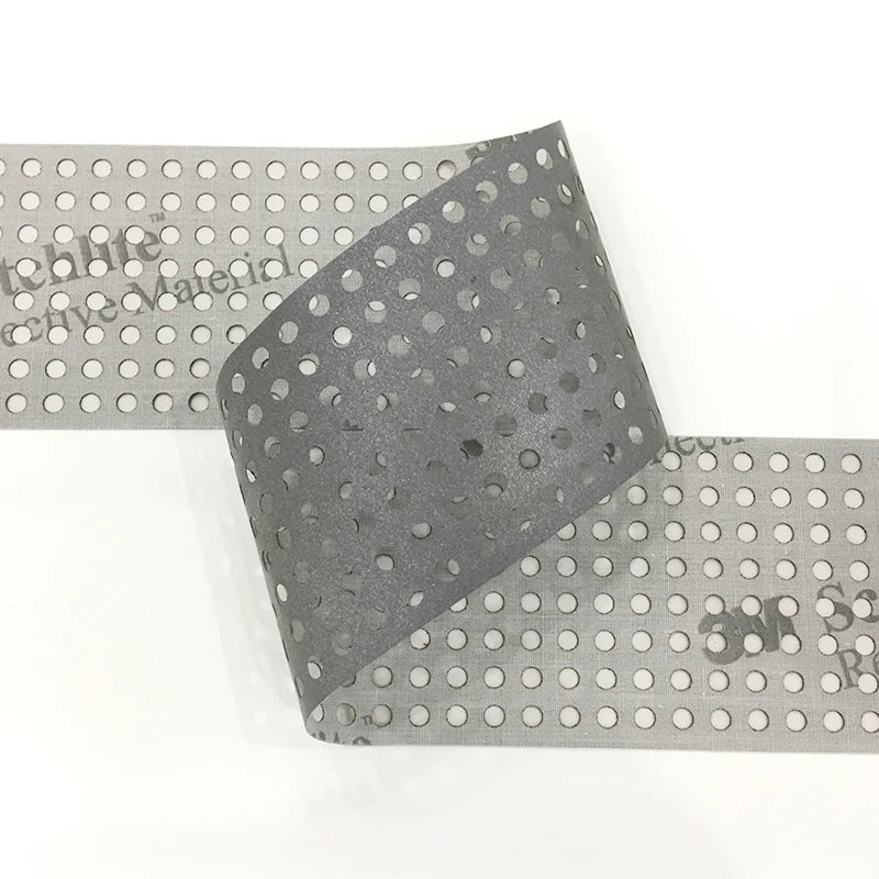 3M Reflective Strip Silver Reflective Fabric Clothing Materials Reflective Perforated Fabric Tape With Hole 3M Fabric