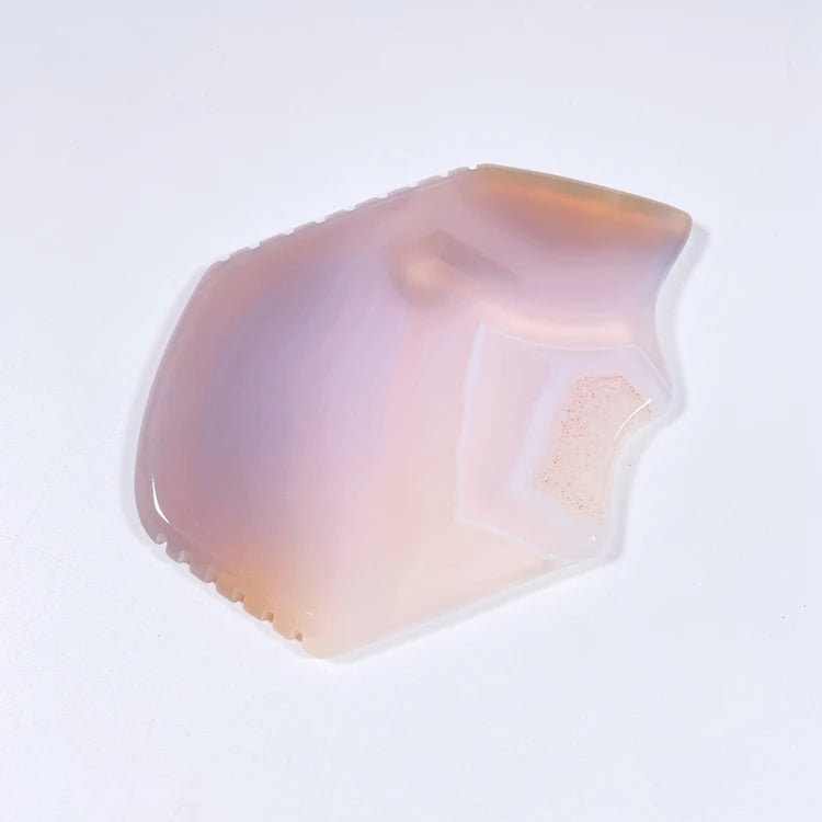 Huiying Natural Crystal Beauty Grey Agate New Spiky Facial Gua Sha Scrapping Massage Stones
