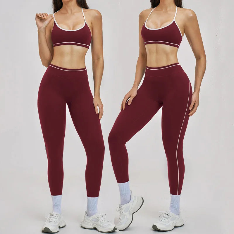 Hot Selling Women Yoga Set Sexy Sports Bra High Waist Butt Lift Tummy Control Leggings Workout Running Active Wear For Women