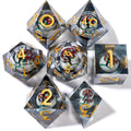 Factory Price D20 Spindown Polyhedral Dice Set Custom Logo Metal Sharp Resin for Cthulhu Game Carved Craft