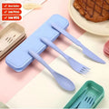 LEHAO 3pcs Reusable Biodegradable Camping Travel Spoon Fork Knife Eco Friendly Wheat Straws Portable Flatware Cutlery Printing