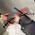 2025 Fashion Rimless Rhinestone Sunglasses Women Men Brand Design Retro Glasses Designer Lens Gradient Sun Glasses Female