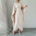 Custom Sleeveless with Cape Elegant Dress Tight Waist Asymmetrical Hem Maxi Long Dress