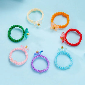 Creative Handmade Woven Rope Rings Boho Colorful Finger Rings Women Korean Fresh Clear Acrylic Butterfly Rings for Teen Girls