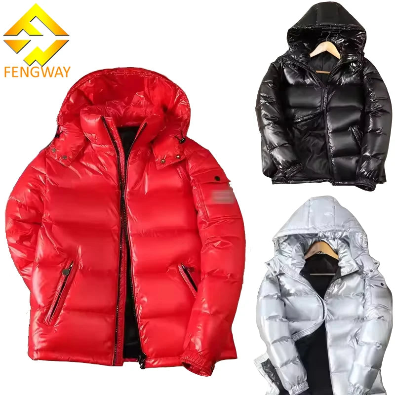Fast Shipping Winter Cloth Custom Logo Plus Size Adult Puffer Jacket Coat Men Removable Hoodie Down Shinny Jackets Coats Man
