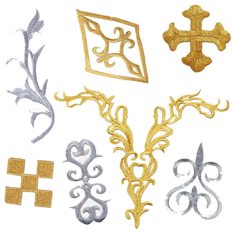 Gold Silver Thread Embroidery Cloud Patch Sticker Cheap Wholesale Diy Costume Wedding Dress Cos Garment Hot Fix Iron-on Applique