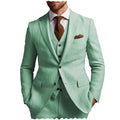 Summer Mint Green Linen Men's Suits Regular Fit 3 Pieces Beach Wedding Man Tuxedos Wear Formal Notch Lapel Jacket Vest Pants