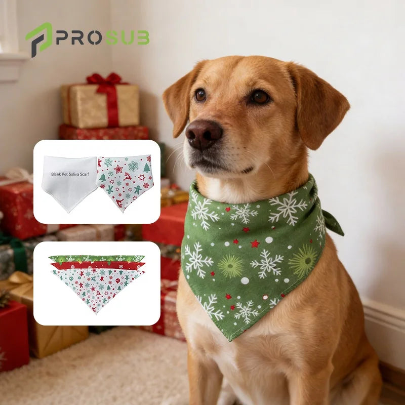Prosub Wholesale Sublimation Blank Pet Scarf DIY Custom Printed Polyester Sublimation Dog Bandana