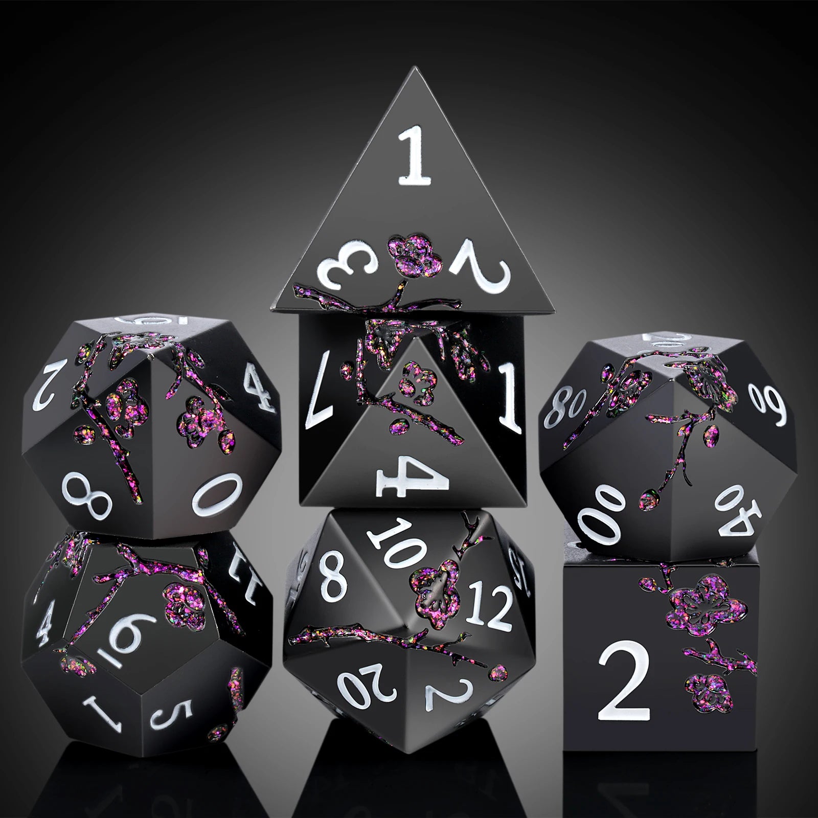 DND Metal Dice Manufacturers Dungeon and Dragons Dice Metal Dice Set for Game Black Purple