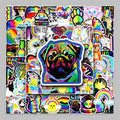 100PCS Factory Wholesale Cheap Trend Personality Decorative Chromatic Colors Stickers Headphones Refrigerator Guitar Stickers