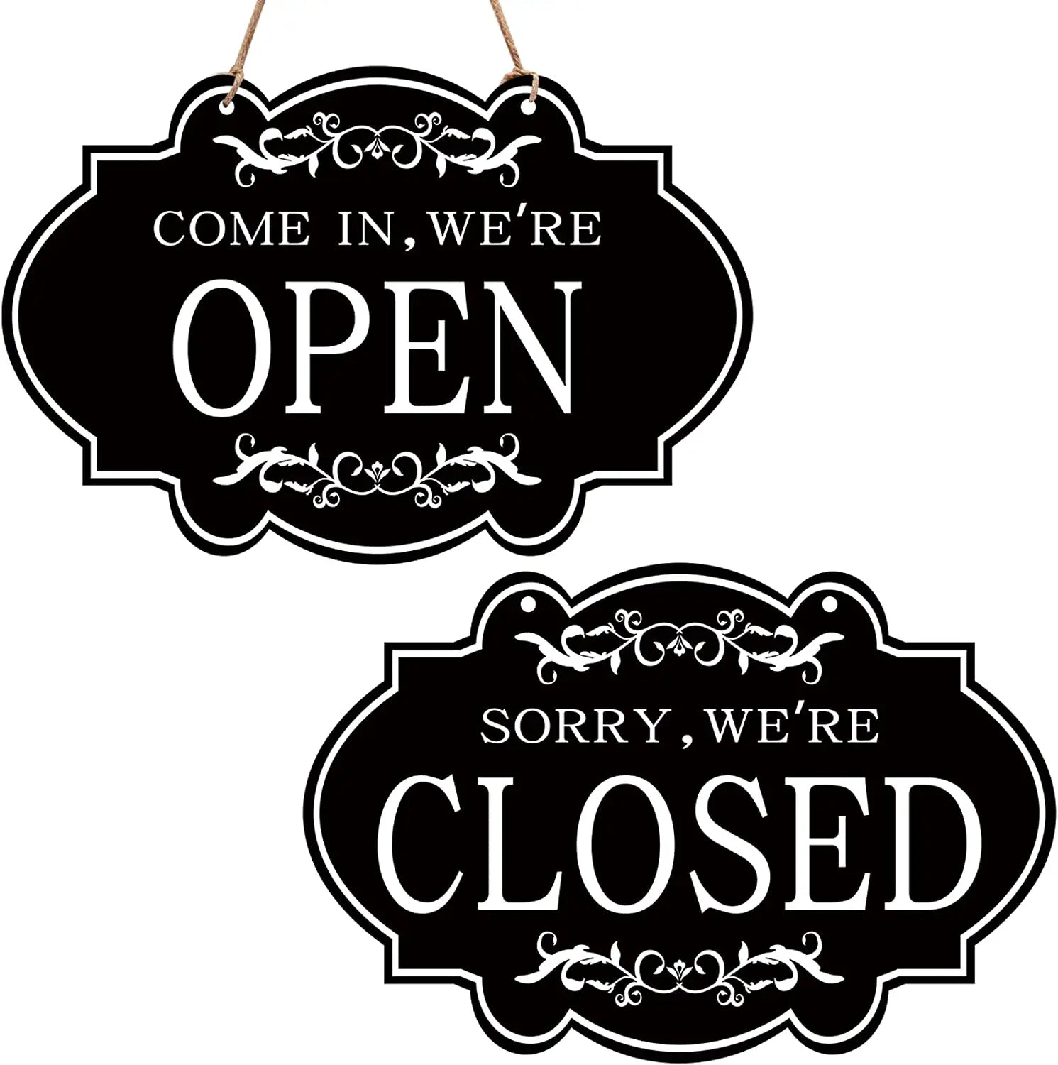 Open and Closed Business Sign Two Sided Reversible Come in We're Open or Closed Store Hanging Sign for Coffee Bar Shop Door