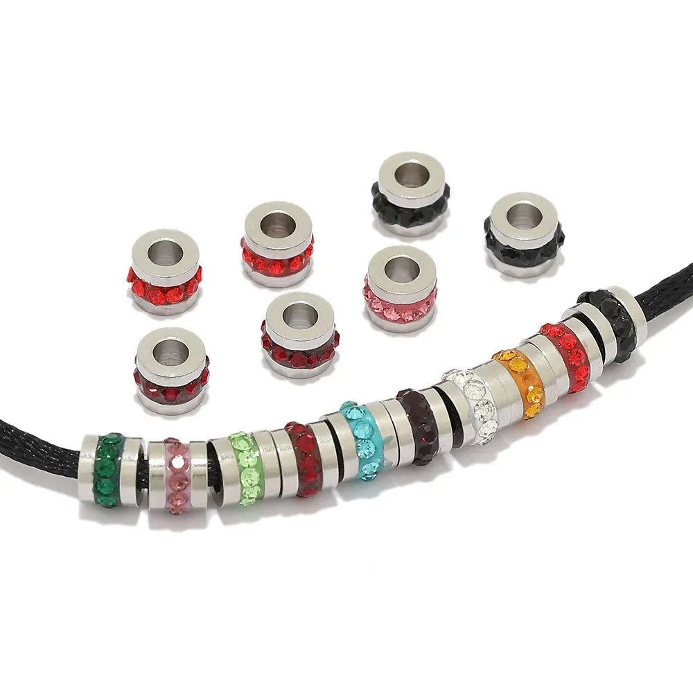 Beads Accessories Jewelry Wholesale Diy Stainless Steel Through Hole Bead Jewelry Accessories Rhinestone