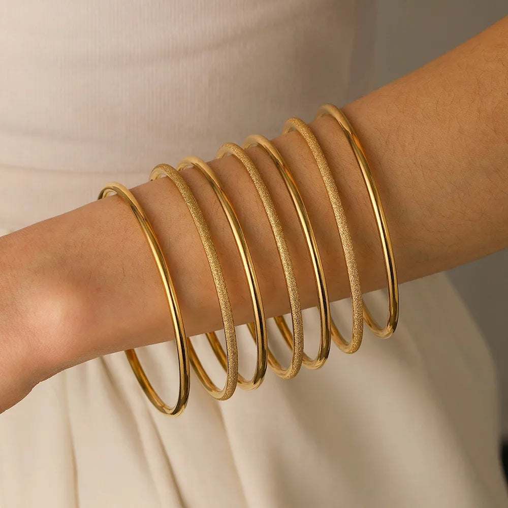 Nabest Waterproof 18k Gold Plated Minimalism Bangles Stainless Steel Bangle Bracelet for Women