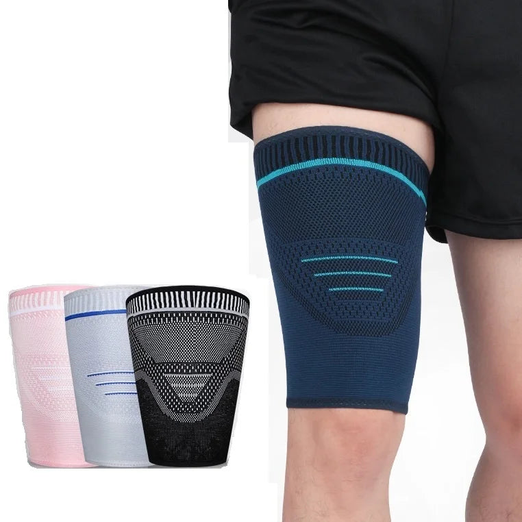 Wholesale Knitted Nylon Thigh Brace Sports Protection Compress Thigh Sleeves for Men and Women