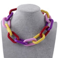 Partysu Colorful Bright Acrylic Resin Choker Necklace Long Chunky Link Chain Fashionable Accessory for Anniversary Occasions