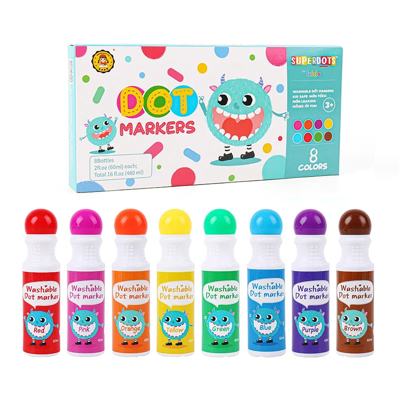 In Stock Washable Dot Painting Kids Art Drawing Paint Set Craft Toys for Children 8 Colors Marker Pens