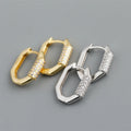New Personality 925 Sterling Silver 18k Gold Simple Zircon U Shape Bangle Hoop Earrings