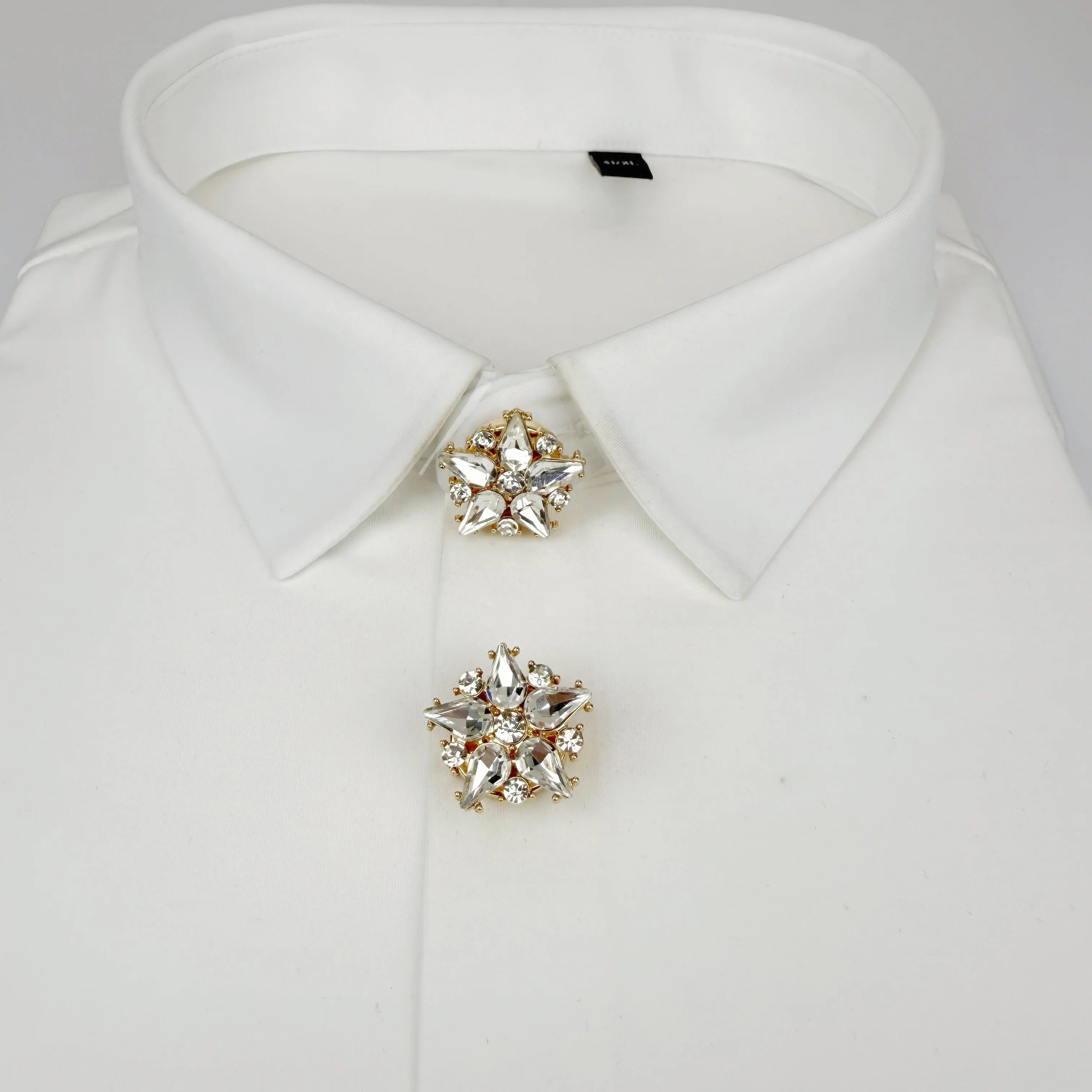 OEM ODM Customized Pentagram Rhinestone Women's Elegant Cuff Link Cover Supermarket Wholesale Gold Shirt Formal Birthday