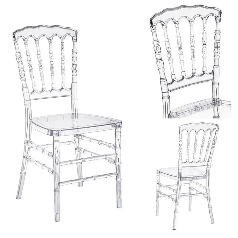 Wholesale Clear Acrylic Crystal Resin Outdoor Hotel Event Napoleon Chiavari Chair Transparent Dining Chair Weddings Banquet
