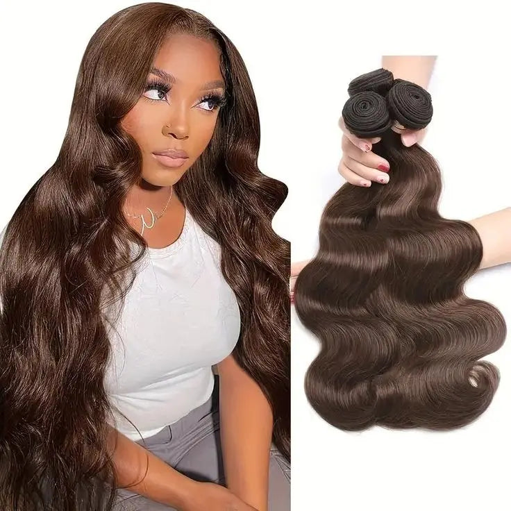 Wholesale Raw Indian Hair Bundles Human Hair Vendor #4 Dark Brown Body Wave Bundles Double Weft Raw Hair Bundles
