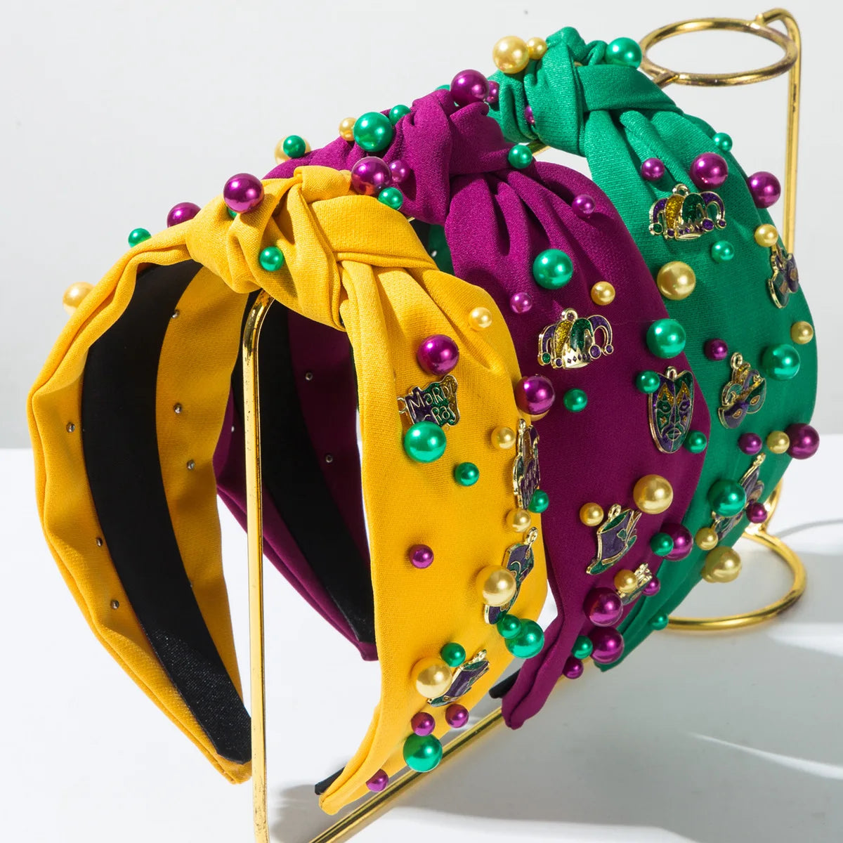 Carnival Party Hair Accessories New Beaded Pearls Clown Hat Masquerade Fabric Headband for Festival Celebrations