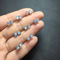 Healing Raw Crystal Stone Fine Jewelry Natural Gemstone Labradorite Blue Moonstone 925 Sterling Silver Earrings for Women